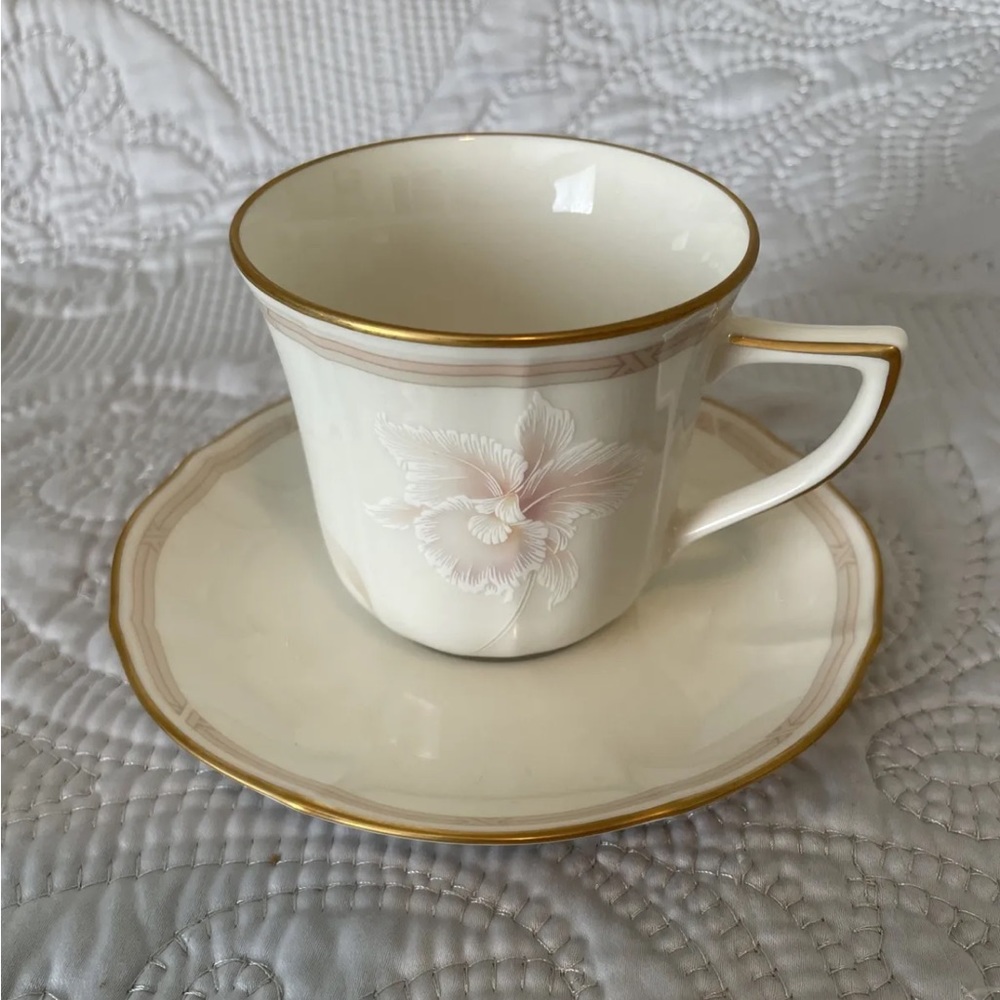 Noritake Imperial Blossom 7294 Cup & Saucer Ivory China